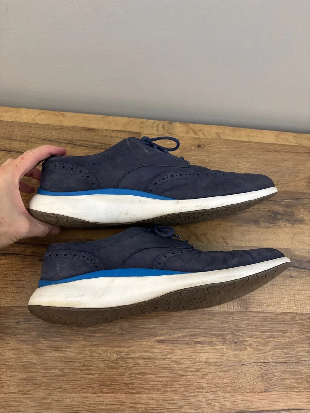Cole Haan Zero Grand Troy Leather Wingtip Oxford Blue Men’s